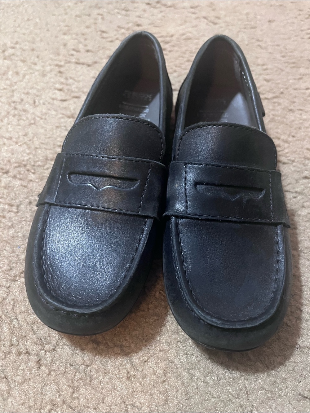Geox Black Kids Leather Penny Loafers